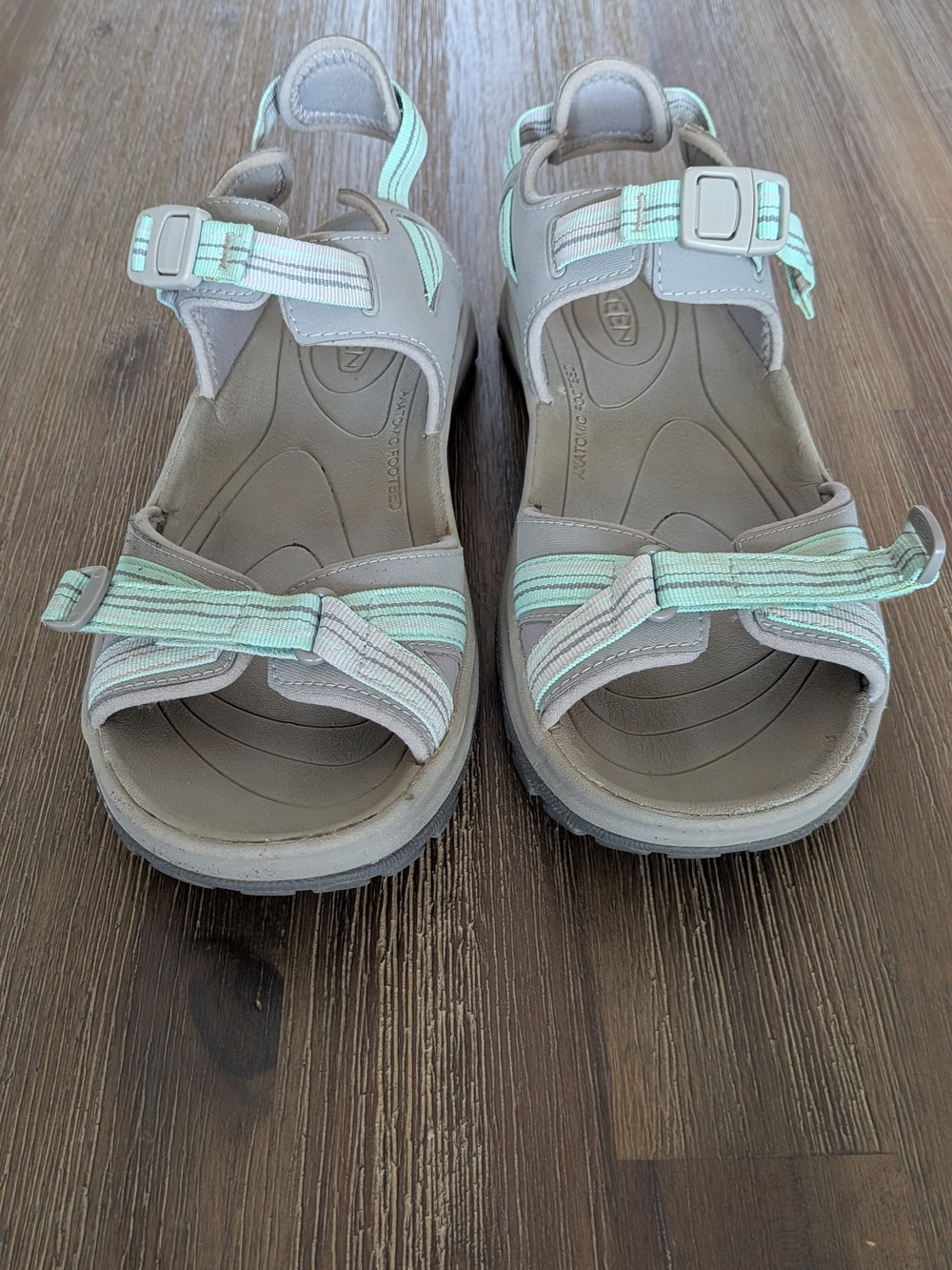 Keen Neutral Gray Sport Sandals with Subtle Mint Accents